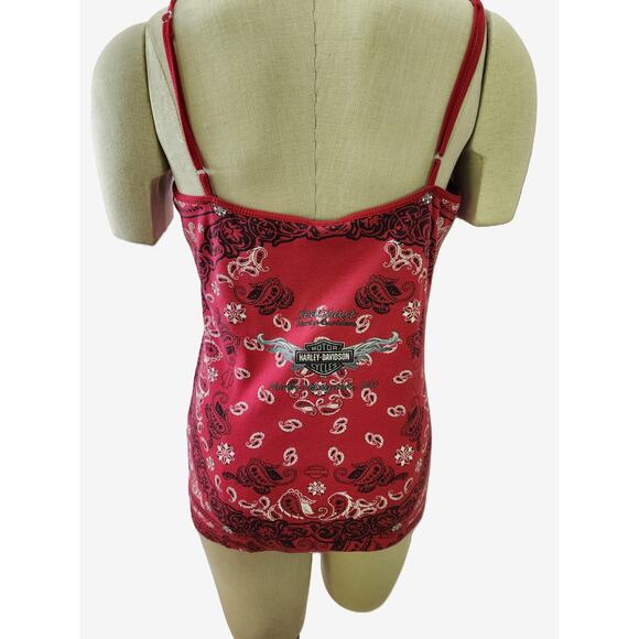 Harley Davidson Red Bandana AOP Tank Top Size L Seacoast North Hampton NH - Picture 2 of 6